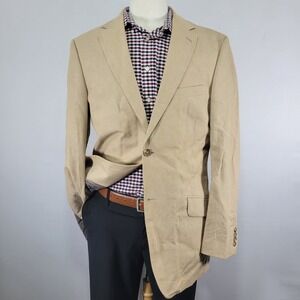 Billy London Men's Sport‎ Coat Blazer Two Button Beige Linen Poly Cotton 42L